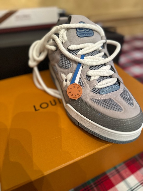 Louis Vuitton Shoes - Louis Vuitton Grey & Blue Mesh Suede Sneaker - LV Trainers